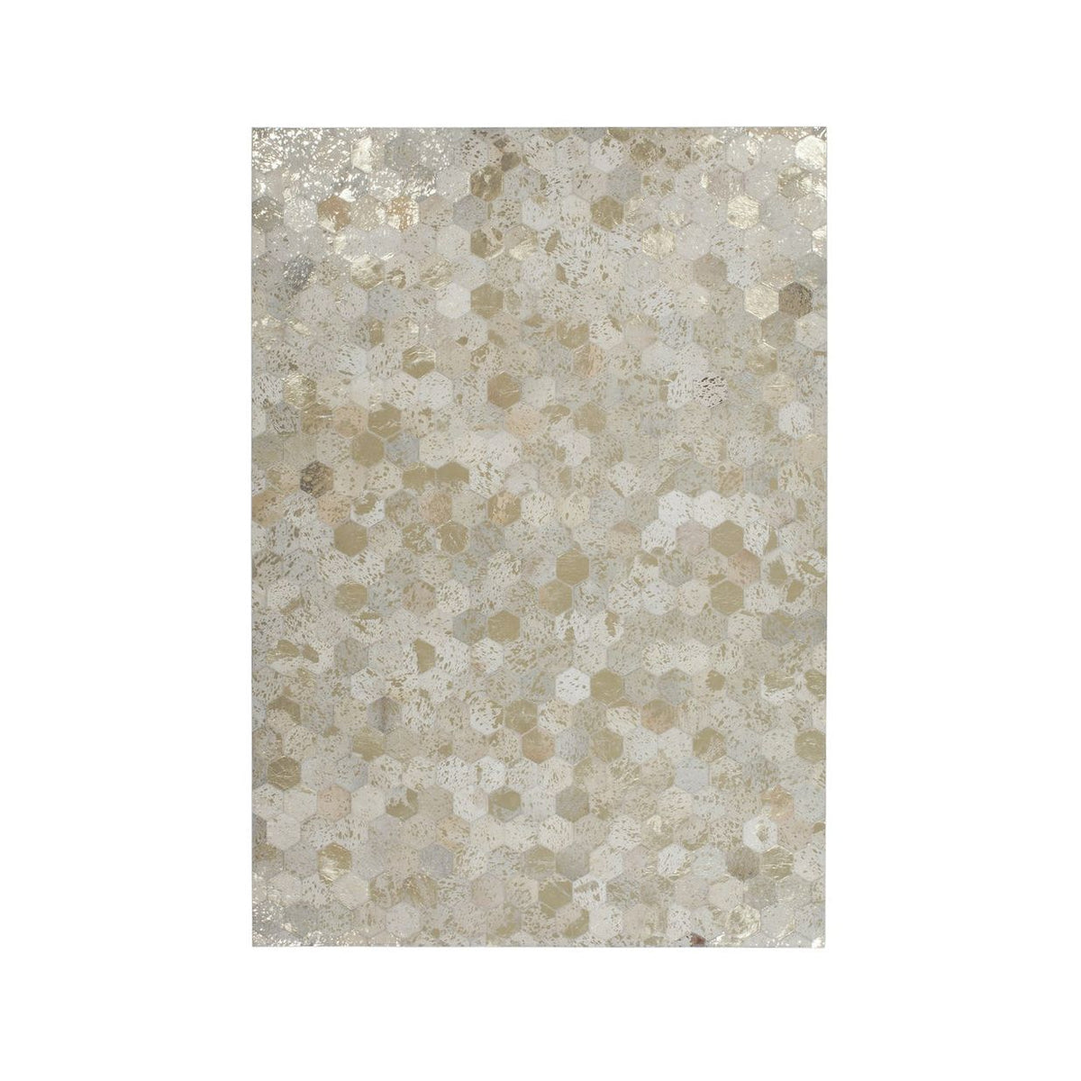 Handmade leather rug with metallic accents and structured surface – Spark 210 | Kayoom