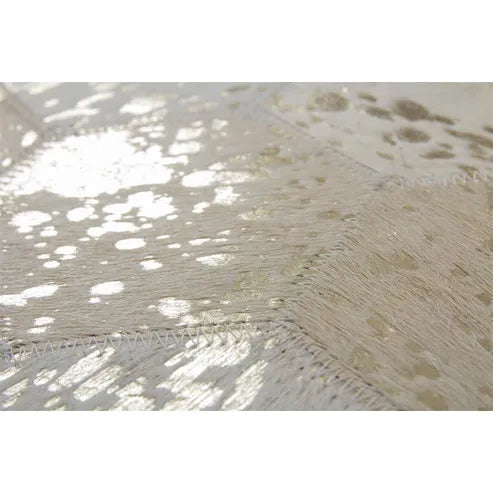 Handmade leather rug with metallic accents and structured surface – Spark 210 | Kayoom