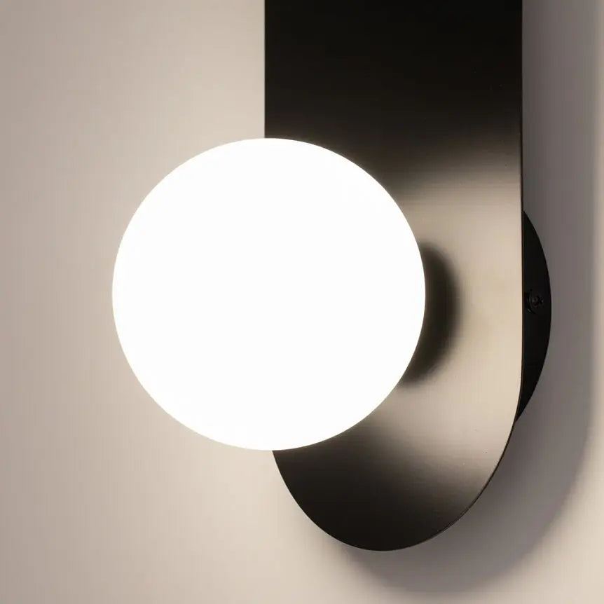 Wall light matt black, oval metal base, white opal glass dome, G9 28 W – Bao | Maytoni