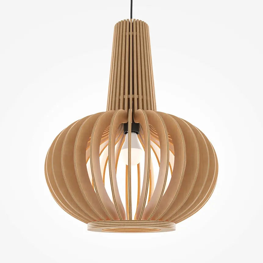 Pendant Lamp Black Metal & Wood Modern Design & Integrated LED – Roots | Maytoni