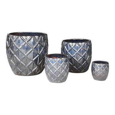 Keramiktopf - Arly Silver (Set aus 4) von PTMD - Esszett Luxury | Stilvolles Wohnen mit Charakter
