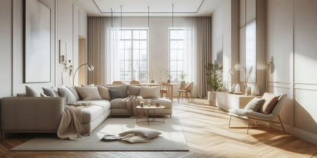 Großes beiges Wohnzimmer