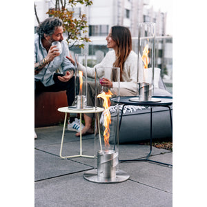 Tischkamin – Rotierende Flamme, Glaszylinder, Edelstahl - Spin | höfats