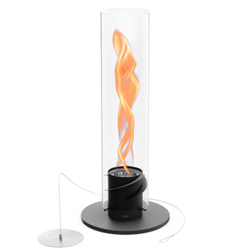 Tischkamin – Rotierende Flamme, Glaszylinder, Edelstahl - Spin | höfats