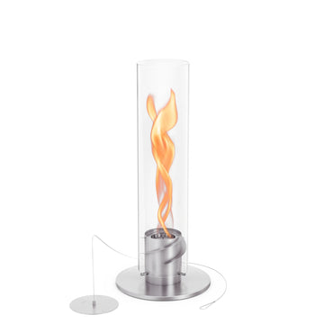 Tischkamin – Rotierende Flamme, Glaszylinder, Edelstahl - Spin | höfats