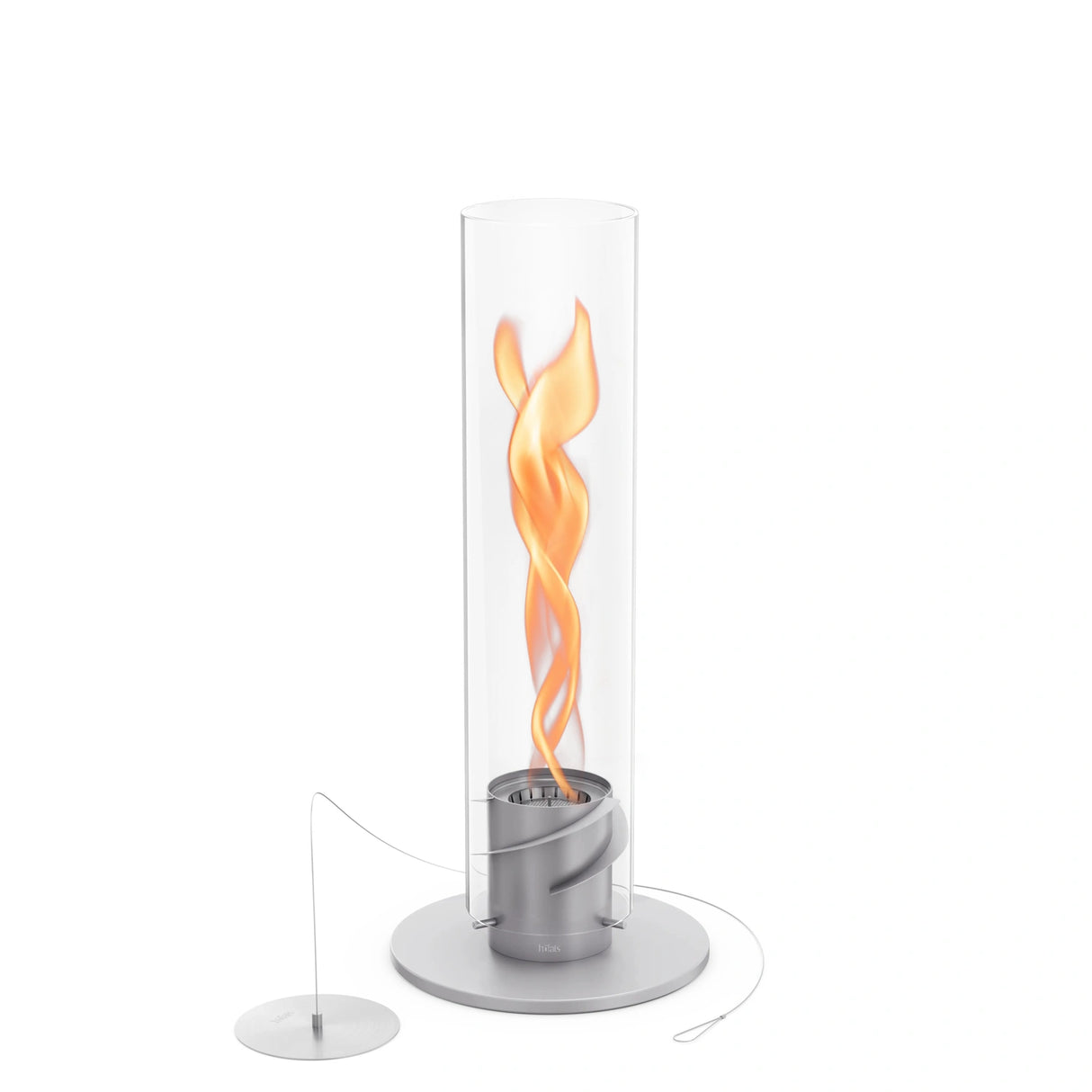 Tischkamin – Rotierende Flamme, Glaszylinder, Edelstahl - Spin | höfats