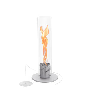 Tischkamin – Rotierende Flamme, Glaszylinder, Edelstahl - Spin | höfats