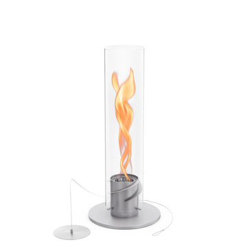 Tischkamin – Rotierende Flamme, Glaszylinder, Edelstahl - Spin | höfats