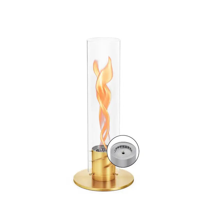 Tischkamin – Rotierende Flamme, Glaszylinder, Edelstahl - Spin | höfats