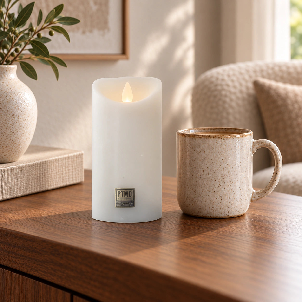 LED Candle M with Moving Flame and Timer Function - Battery Operated | PTMD