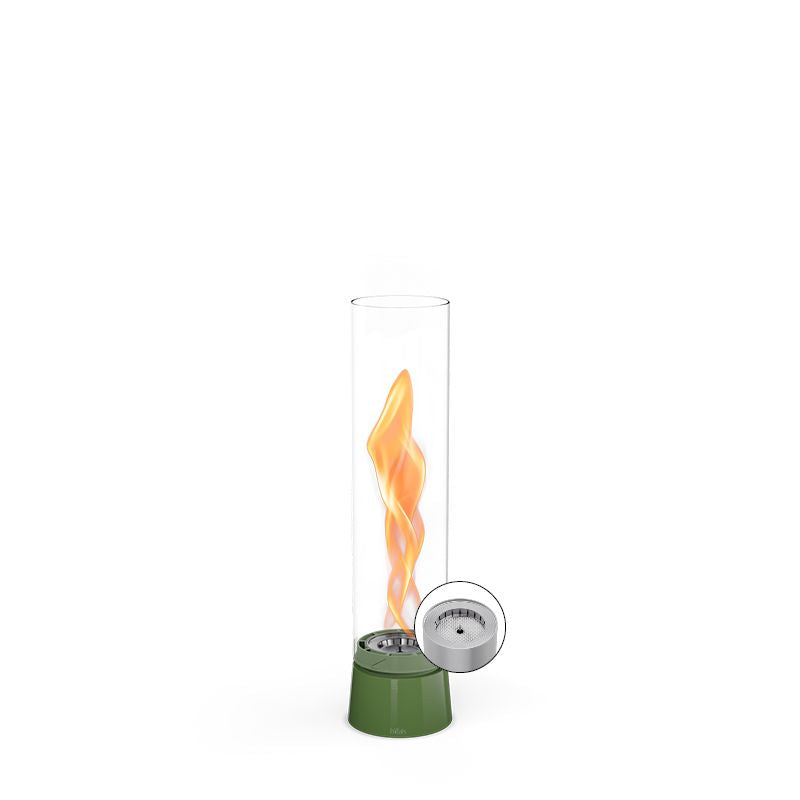 Tischkamin - Wirbel Flamme, Glas Zylinder, Stahl Gehäuse - Spin Air | höfats
