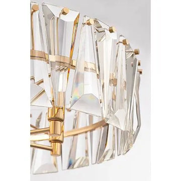 Pendant light with gold-colored metal frame and clear crystal elements (6 × E14) – Dune | Maytoni