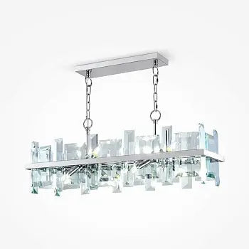 Pendant light with chrome metal frame and crystal glass panes (8 × E14) – Dune | Maytoni