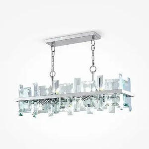 Pendant light with chrome metal frame and crystal glass panes (8 × E14) – Dune | Maytoni