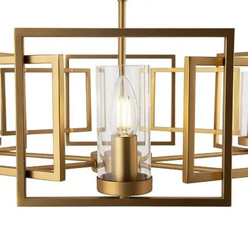 Pendant Light with Geometric Gold Metal Frame and Clear Glass Diffusers in Modern Design – Bowi | Maytoni