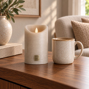 LED Candle L with moving flame and timer function - battery operated | PTMD