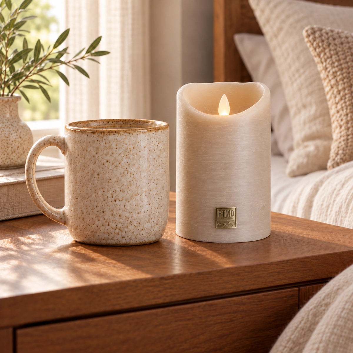 LED Candle L with moving flame and timer function - battery operated | PTMD
