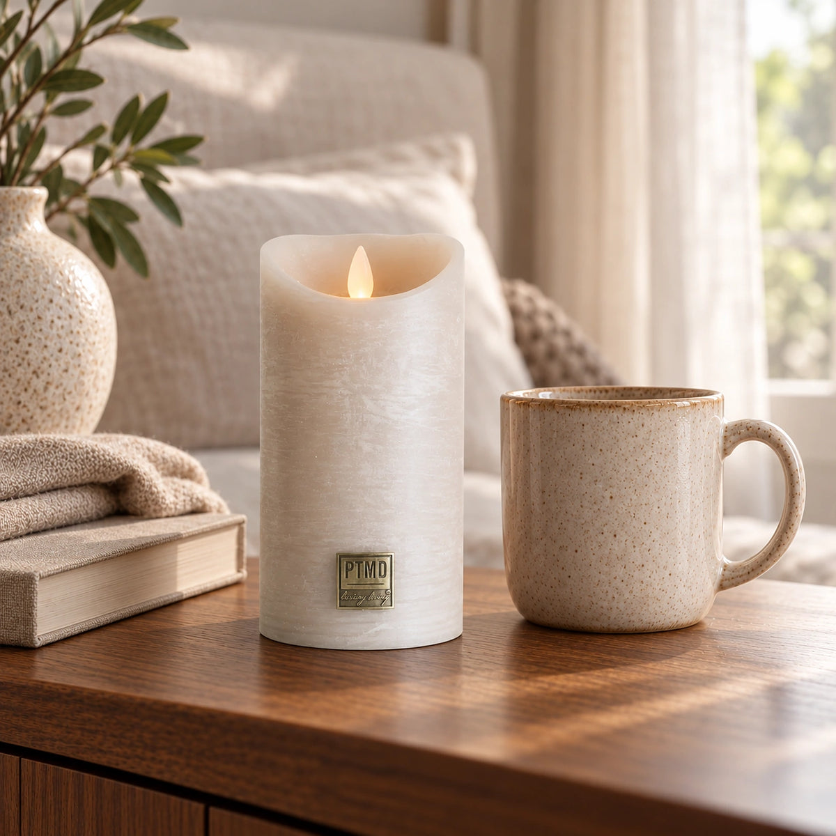 LED Candle M with Moving Flame and Timer Function - Battery Operated | PTMD