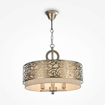 Pendelleuchte mit Messing - Metallrahmen und Leinenschirm im klassischen Design – Loris | Maytoni - Esszett Luxury | Stilvolles Wohnen mit Charakter