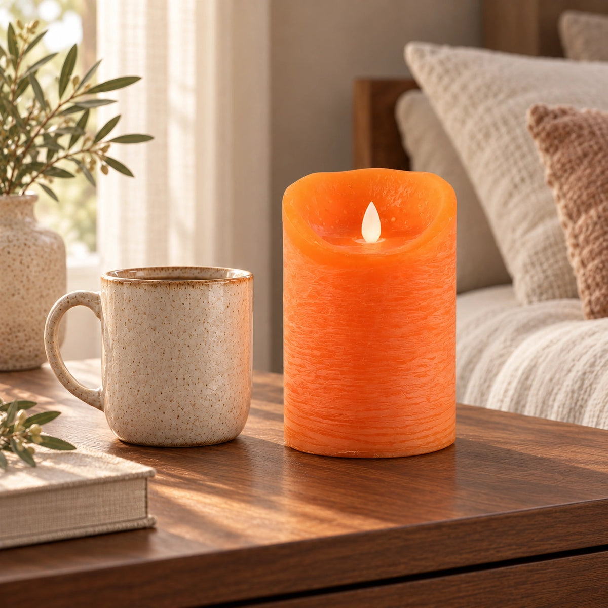 LED Candle L with moving flame and timer function - battery operated | PTMD