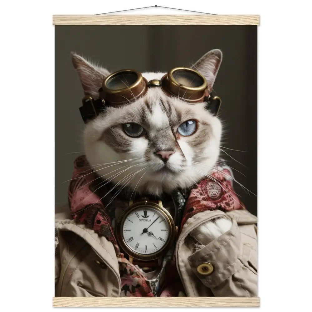 Schoolposter - Singapura-Katze, beiger Mantel, Spitzenakzente, bronzene Taschenuhr | St Tropez Art