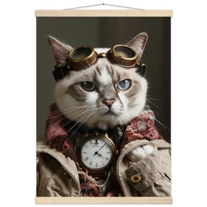 Schoolposter - Singapura-Katze, beiger Mantel, Spitzenakzente, bronzene Taschenuhr | St Tropez Art