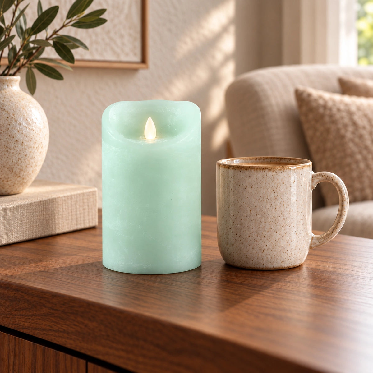 LED Candle L with moving flame and timer function - battery operated | PTMD