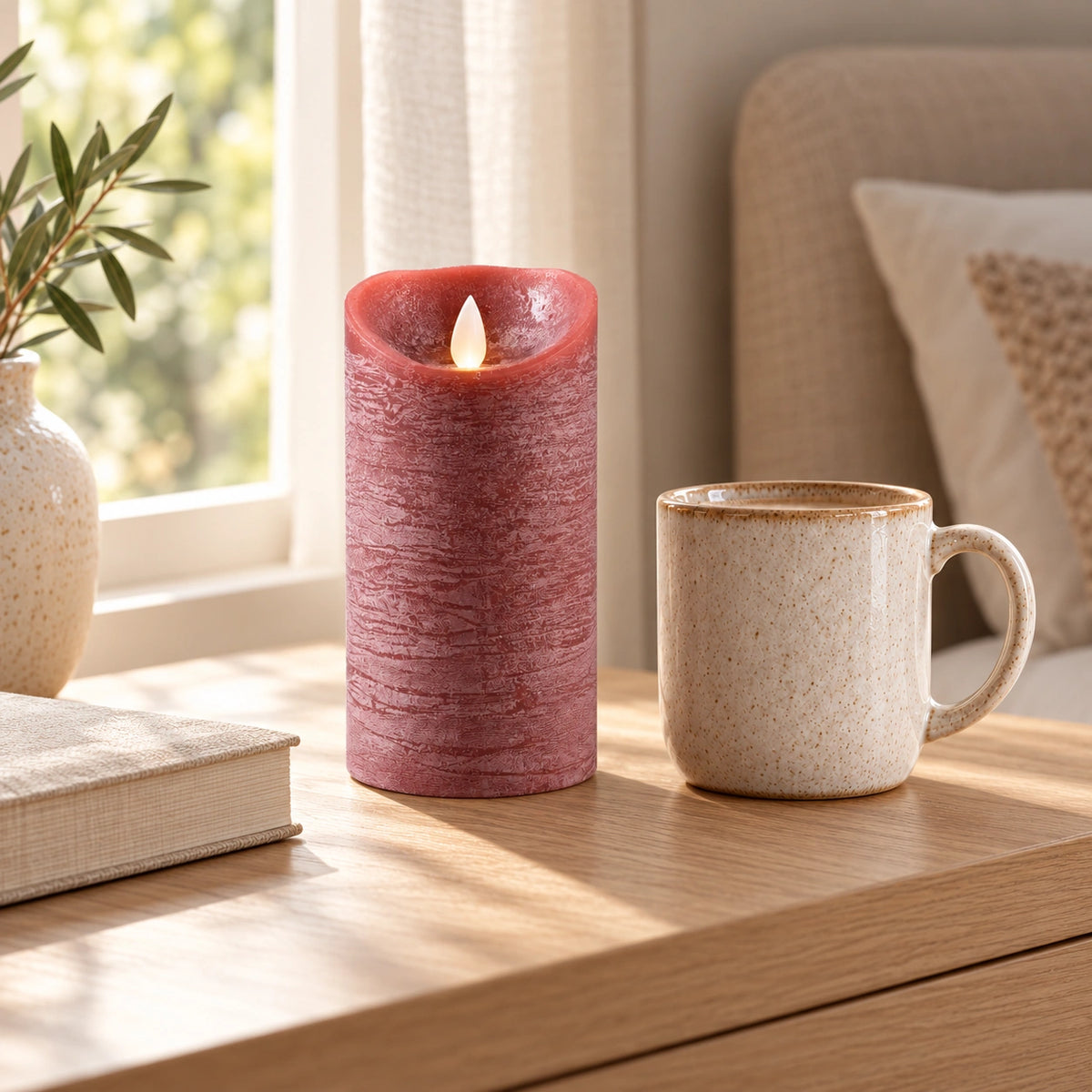 LED Candle M with Moving Flame and Timer Function - Battery Operated | PTMD