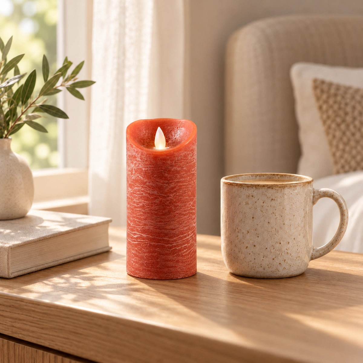 LED Candle M with Moving Flame and Timer Function - Battery Operated | PTMD