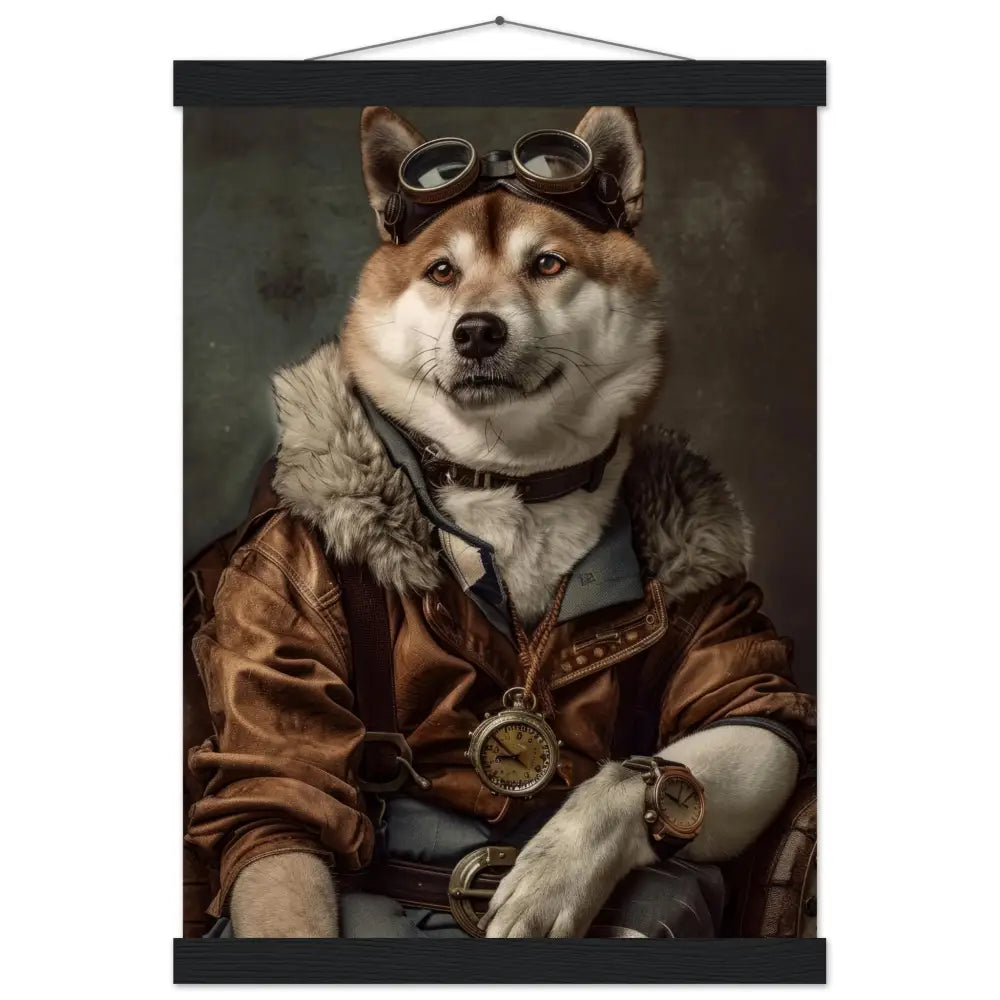 Schulposter – Akita Motiv, Steampunk-Kunstmotiv, Magnetische Holzaufhängung | St Tropez Art