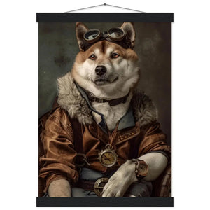 Schulposter – Akita Motiv, Steampunk-Kunstmotiv, Magnetische Holzaufhängung | St Tropez Art