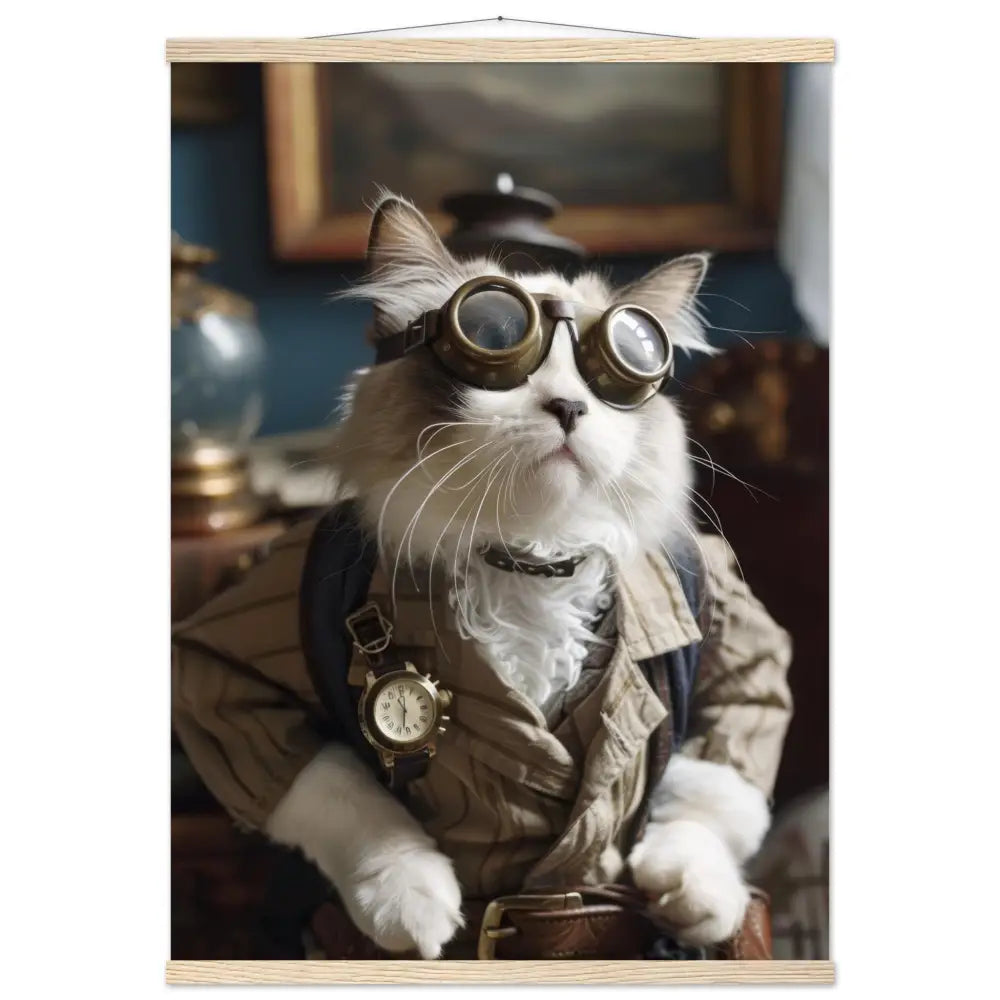 Schulposter – Australian-Mist-Katze Motiv, Steampunk-Kunstmotiv, Magnetische Holzaufhängung | St Tropez Art