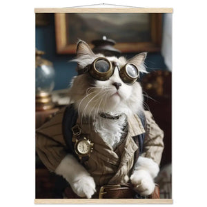 Schulposter – Australian-Mist-Katze Motiv, Steampunk-Kunstmotiv, Magnetische Holzaufhängung | St Tropez Art