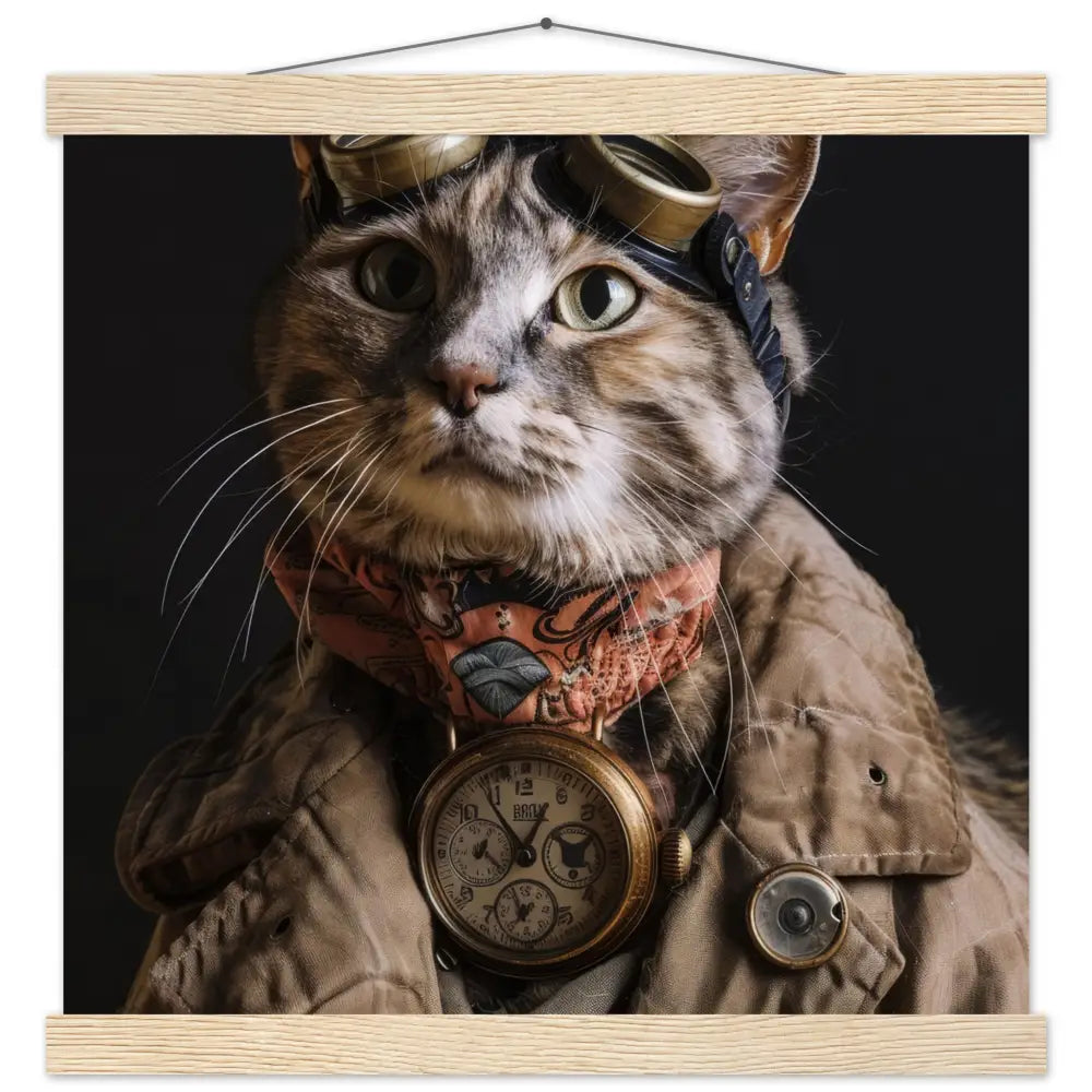 School Poster - Korat Steampunk Illustration Magnetic Pine Wood Strips Matte Heavy Paper | St Tropez Art