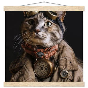 School Poster - Korat Steampunk Illustration Magnetic Pine Wood Strips Matte Heavy Paper | St Tropez Art