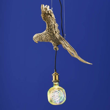 Ceiling Light – Sculptural Design, Exotic Animal Motif, Polyresin Construction, Golden Finish – Parrot Percy | WERNS
