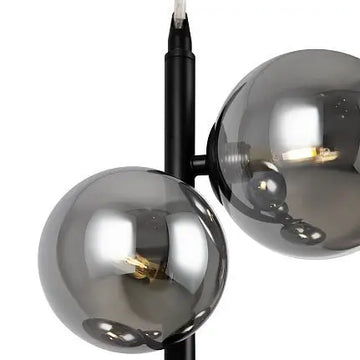 Pendant lamp with black metal frame and smoke-colored glass spheres in a modern design - Dallas | Maytoni