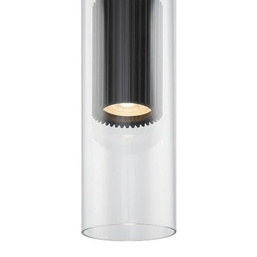 Pendelleuchte Matt - Schwarzes geriffeltes Aluminium Klarer Glasschirm & GU10 - Fassung – Dynamics | Maytoni - Esszett Luxury | Stilvolles Wohnen mit Charakter