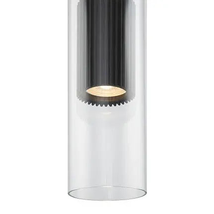 Pendant Light Matt Black Ribbed Aluminum Clear Glass Shade & GU10 Socket – Dynamics | Maytoni