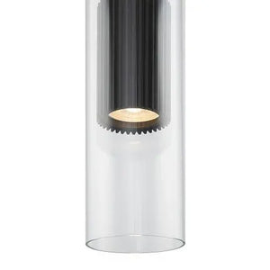 Pendant Light Matt Black Ribbed Aluminum Clear Glass Shade & GU10 Socket – Dynamics | Maytoni