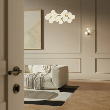Wall lamp satin brass finish with white opal glass spheres – Dallas | Maytoni