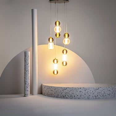 Pendelleuchte im breiten goldfarbenen Ringdesign mit LED dimmbar und höhenverstellbar – Drop | Maytoni - Esszett Luxury | Stilvolles Wohnen mit Charakter