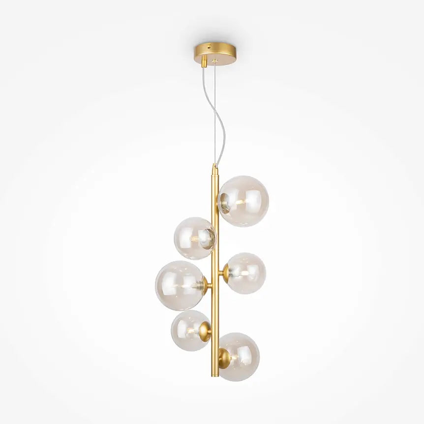 Pendant light with gold-colored metal frame and amber-colored glass in a modern design - Dallas | Maytoni