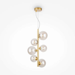 Pendant light with gold-colored metal frame and amber-colored glass in a modern design - Dallas | Maytoni
