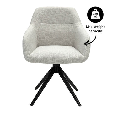 Drehstuhl – Strukturstoff Bezug, Schwarzes Metallgestell, Weiße Farbe - Ravi | Kick Collection