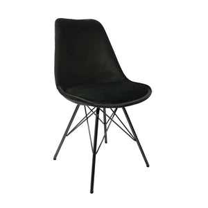 Esszimmerstuhl – Velvet Stoff, Metallgestell, Kuipform Design, Schwarz Farbe - Velvet | Kick