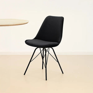 Esszimmerstuhl – Velvet Stoff, Metallgestell, Kuipform Design, Schwarz Farbe - Velvet | Kick