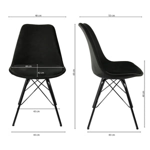 Esszimmerstuhl – Velvet Stoff, Metallgestell, Kuipform Design, Schwarz Farbe - Velvet | Kick