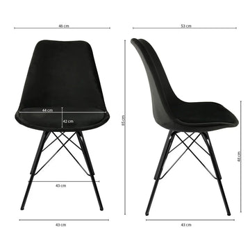 Esszimmerstuhl – Velvet Stoff, Metallgestell, Kuipform Design, Schwarz Farbe - Velvet | Kick
