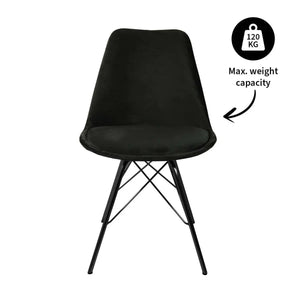 Esszimmerstuhl – Velvet Stoff, Metallgestell, Kuipform Design, Schwarz Farbe - Velvet | Kick